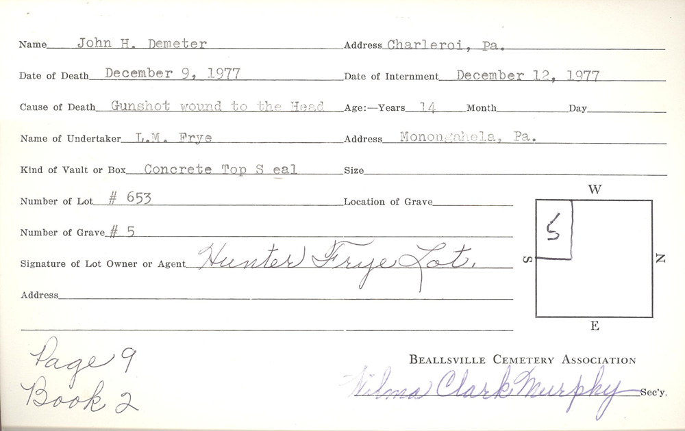 burial card